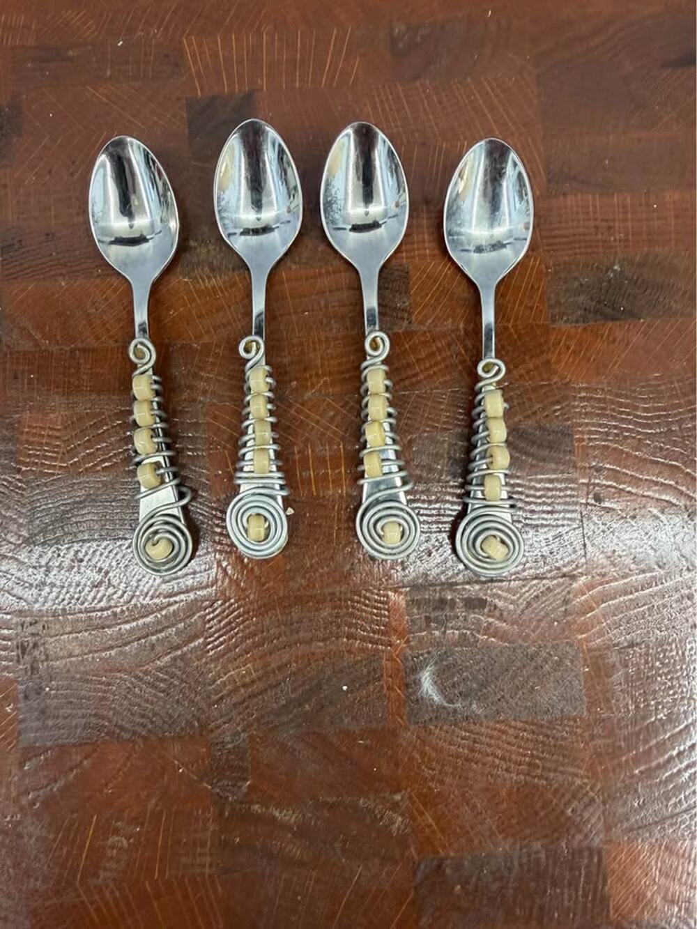 Vintage Dansk Condiment Spoons Set of 4 Wire Wrapped 4 1/2"